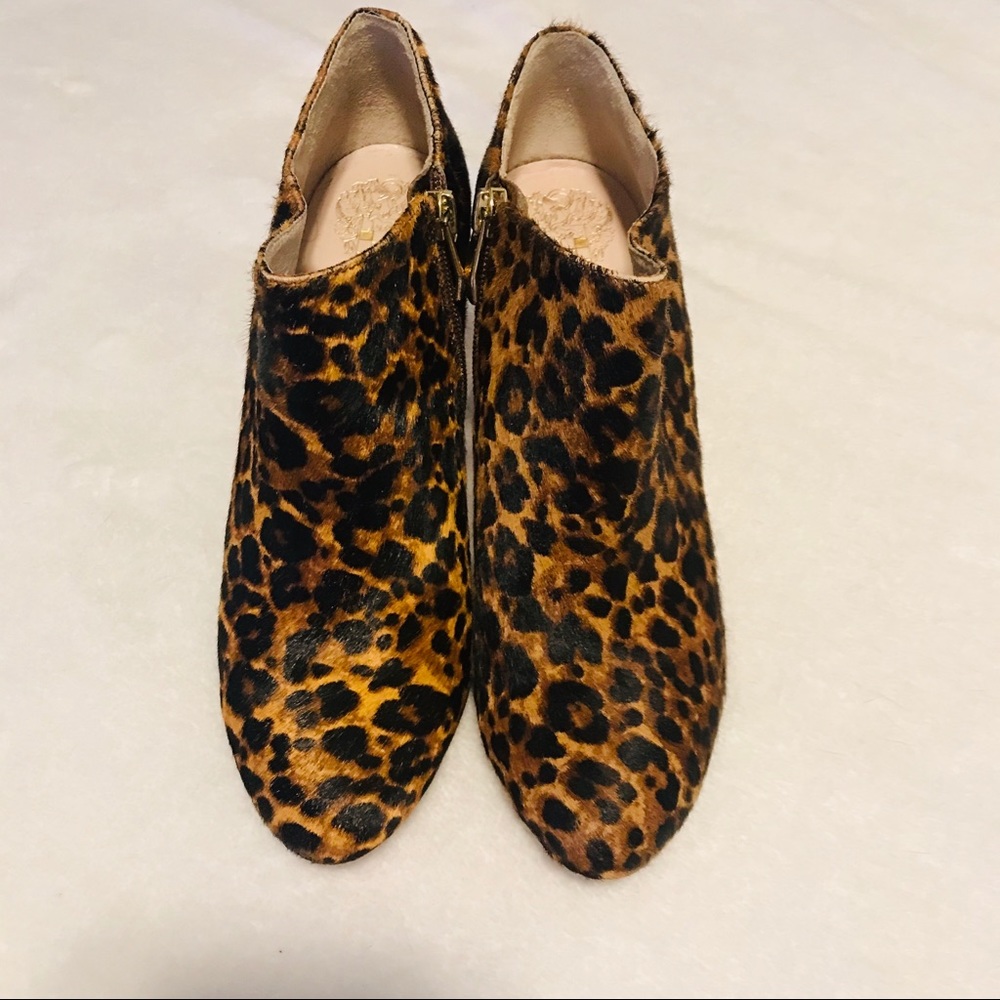 Vince Camuto Leopard Print Calf Hair Heeled Bootie